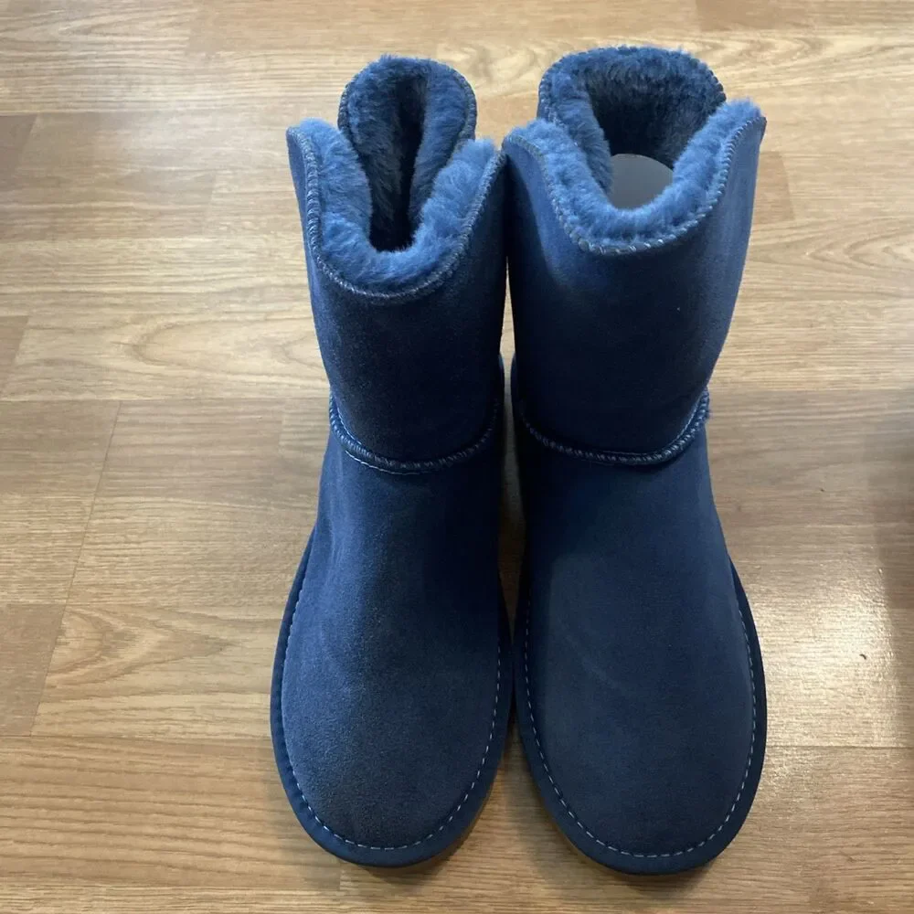 Style & Co Teenyy Suede Winter Booties Blue Faux Fur Lined Boots Size 11 New